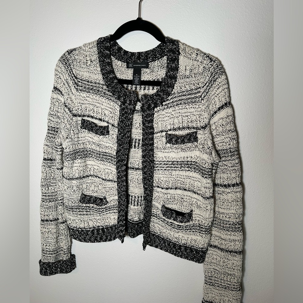INC International Concepts Black and Cream Cardigan